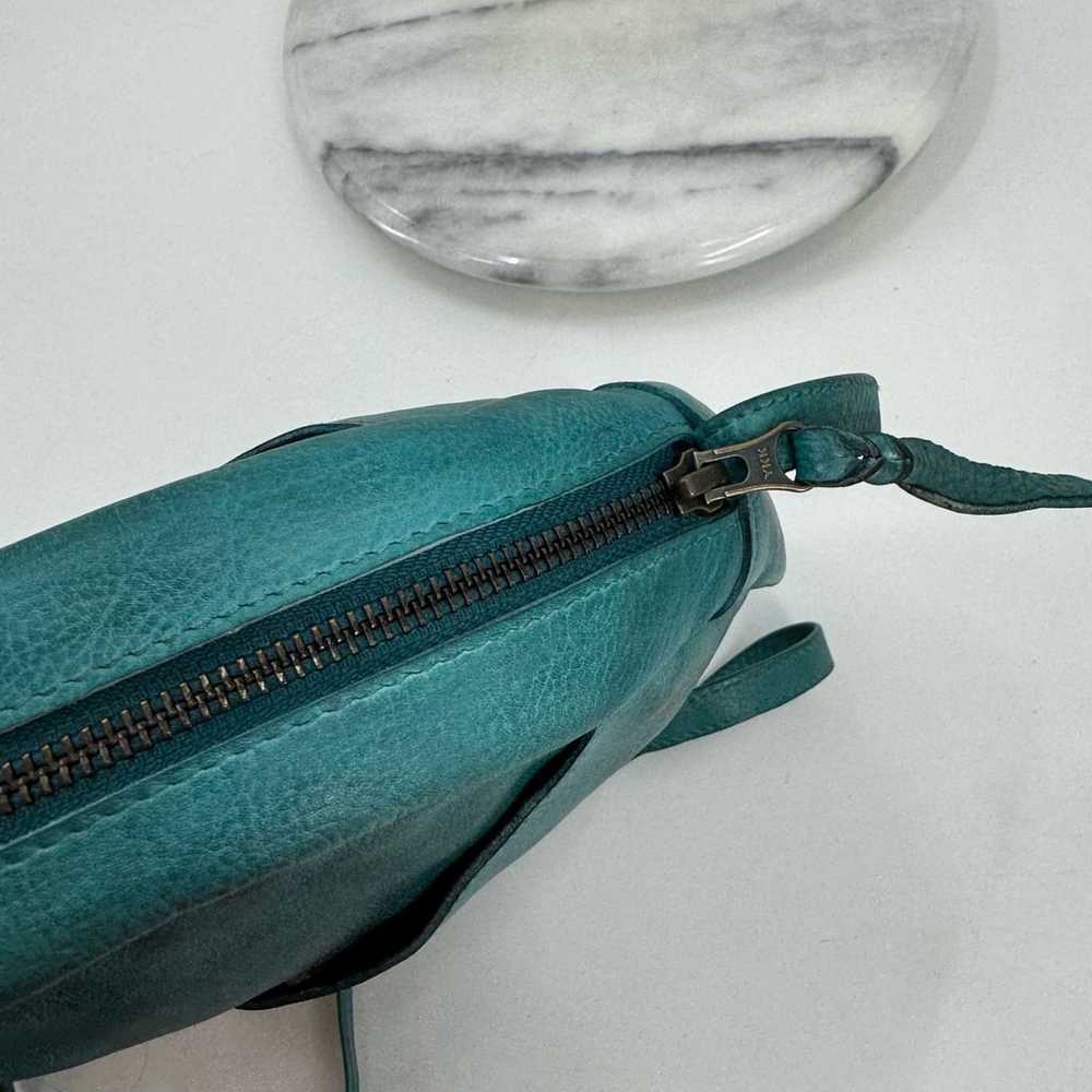 Turquoise leather circle crossbody bag - image 9