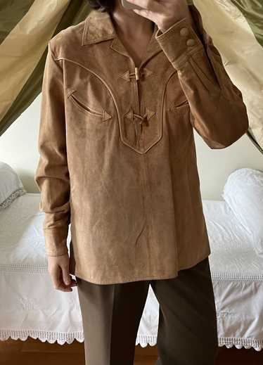 Vintage Pioneer Wear Suede Western Collared Top