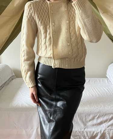 Vintage Cream Wool Knit Cardigan