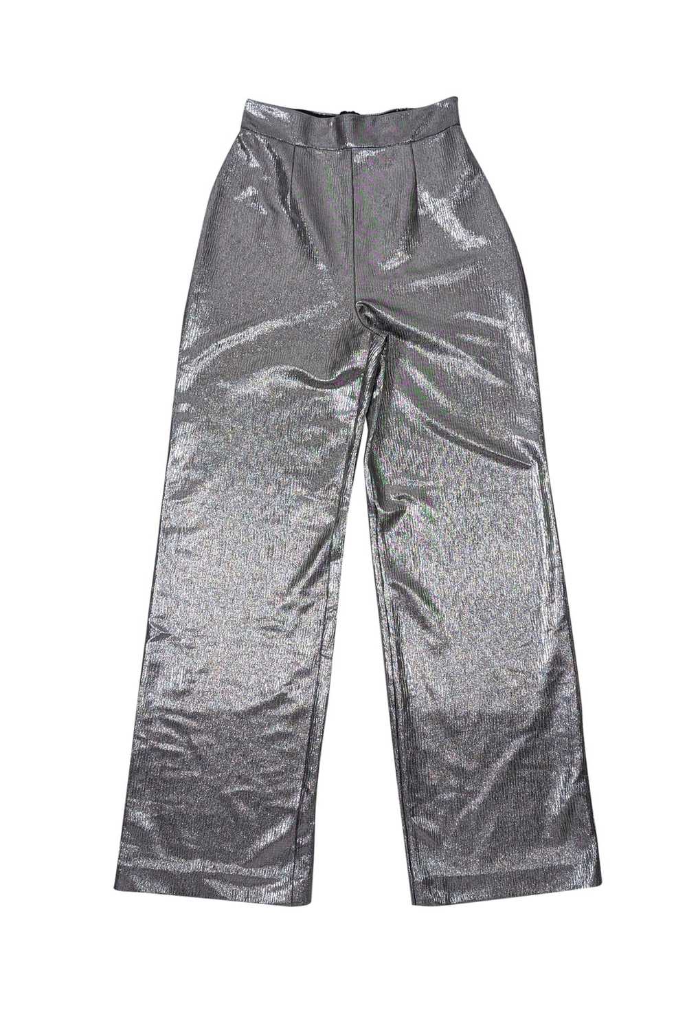 Hutch - Silver Metallic Textured Wide-Leg Trouser… - image 1