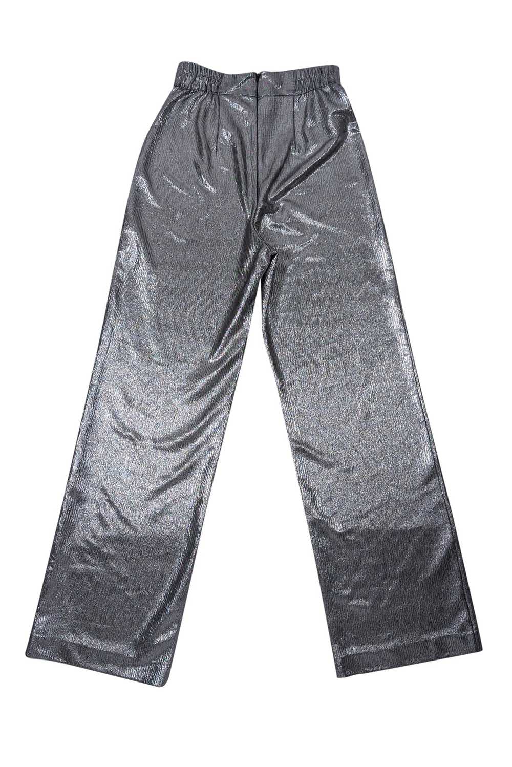 Hutch - Silver Metallic Textured Wide-Leg Trouser… - image 2