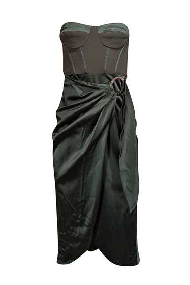 Jonathan Simkhai - Green Strapless Satin Dress w/ 