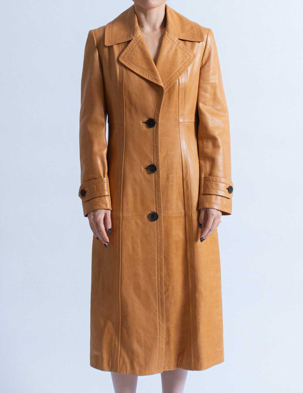 Loewe vintage caramel leather trench coat - image 5