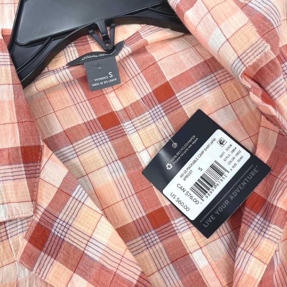 NWT Wmns EDDIE BAUER Peach Plaid Short Sleeve Lig… - image 2