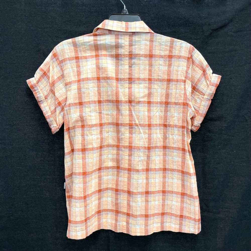 NWT Wmns EDDIE BAUER Peach Plaid Short Sleeve Lig… - image 3