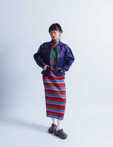 Issey Miyake multi-color stripe pleated skirt