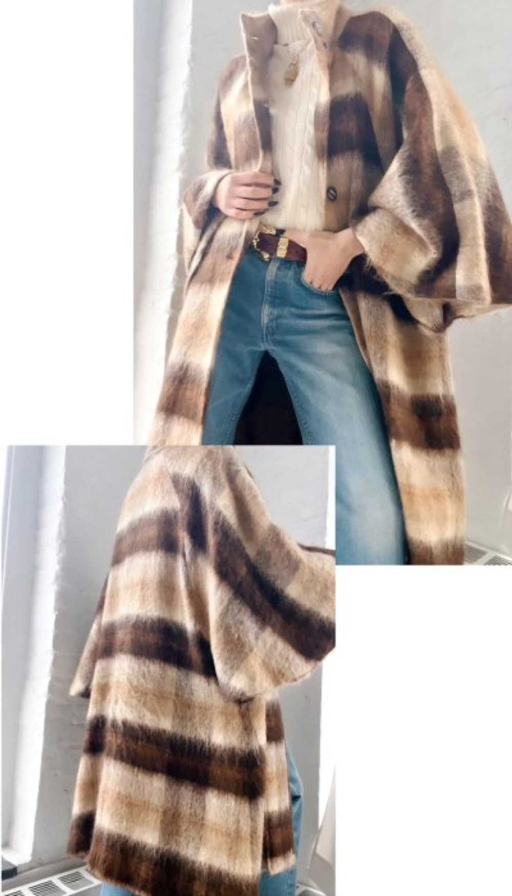 Irish mohair plaid cape coat - image 3