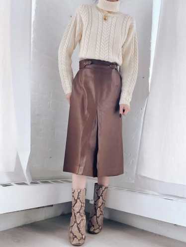 70s chocolate leather Gucci skirt