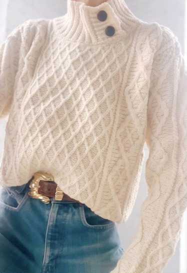 Irish wool cable knit turtleneck