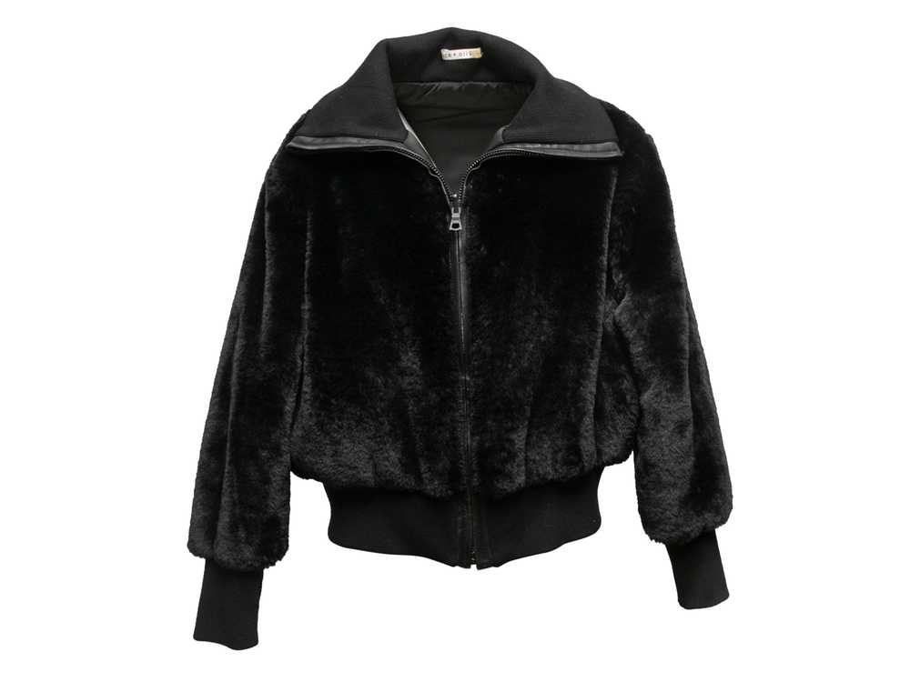 Black Alice + Olivia Faux Fur Bomber Jacket Size … - image 1