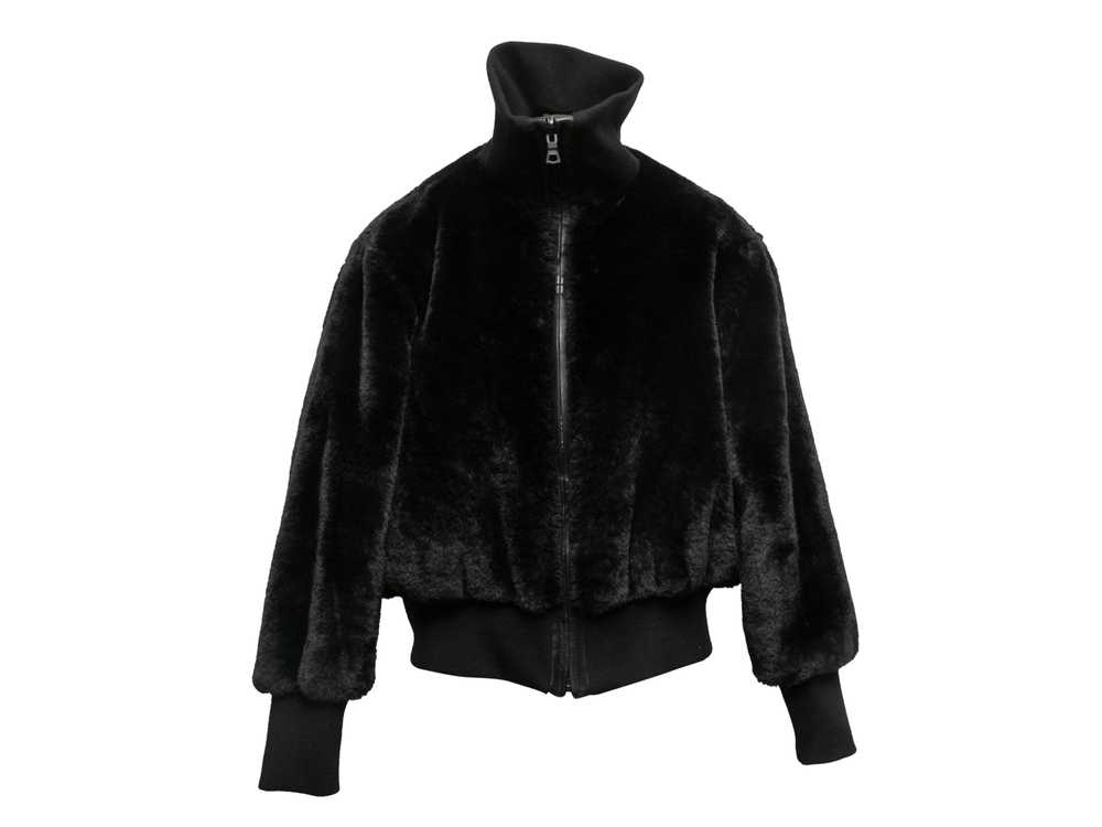 Black Alice + Olivia Faux Fur Bomber Jacket Size … - image 2