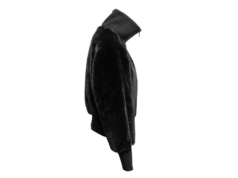 Black Alice + Olivia Faux Fur Bomber Jacket Size … - image 3