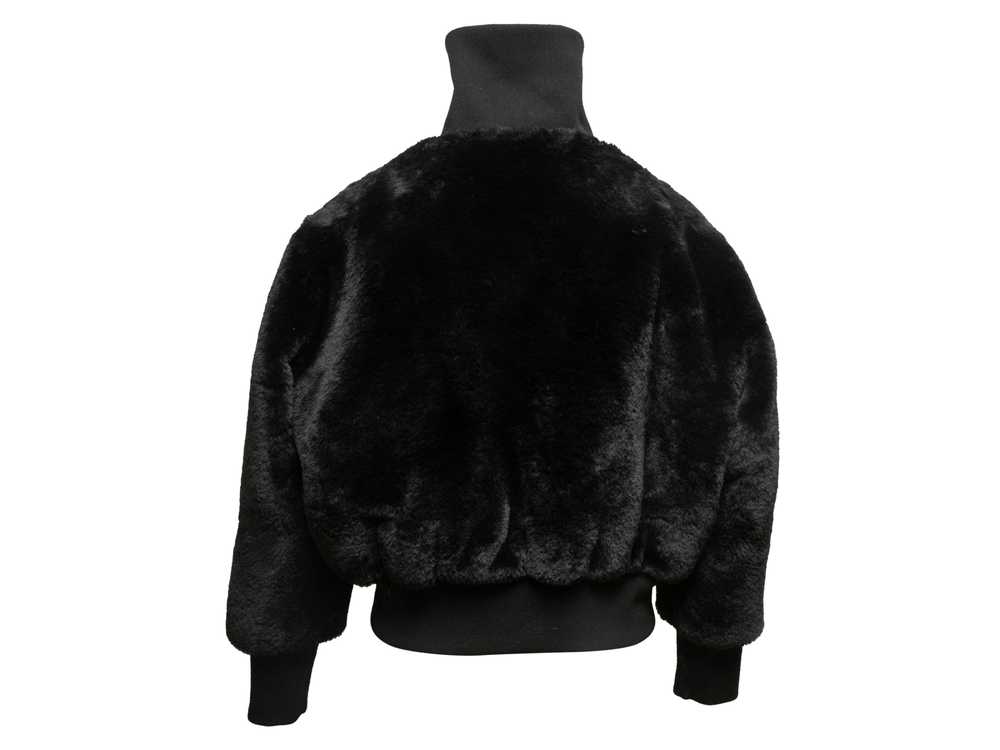 Black Alice + Olivia Faux Fur Bomber Jacket Size … - image 4