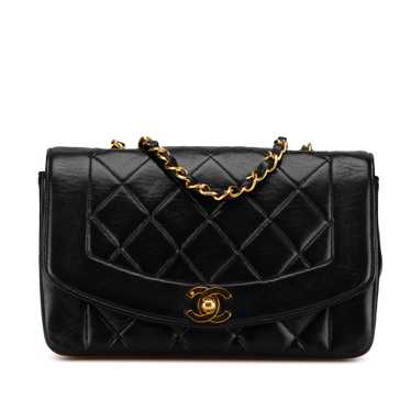 Black Chanel Medium Lambskin Diana Flap Crossbody 