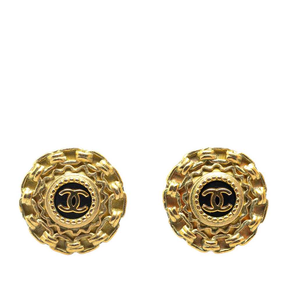 Gold Chanel Gold Plated CC Clip On Earrings - image 1