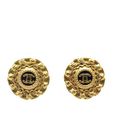 Gold Chanel Gold Plated CC Clip On Earrings - image 1