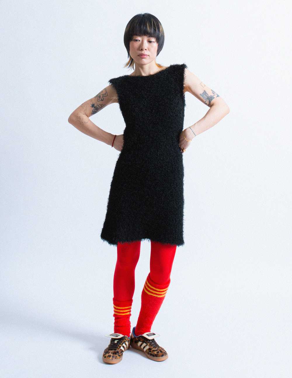 Issey Miyake black fuzzy dress - image 3