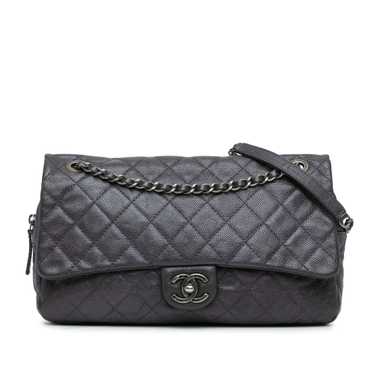 Gray Chanel Jumbo Quilted Caviar Easy Flap Shoulde