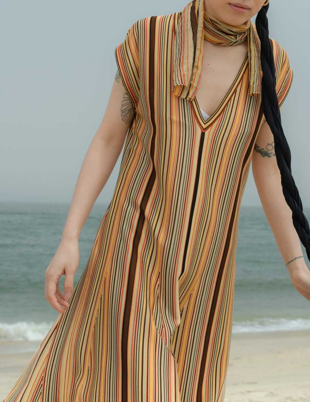 Hermès vintage striped v-neck dress - image 4