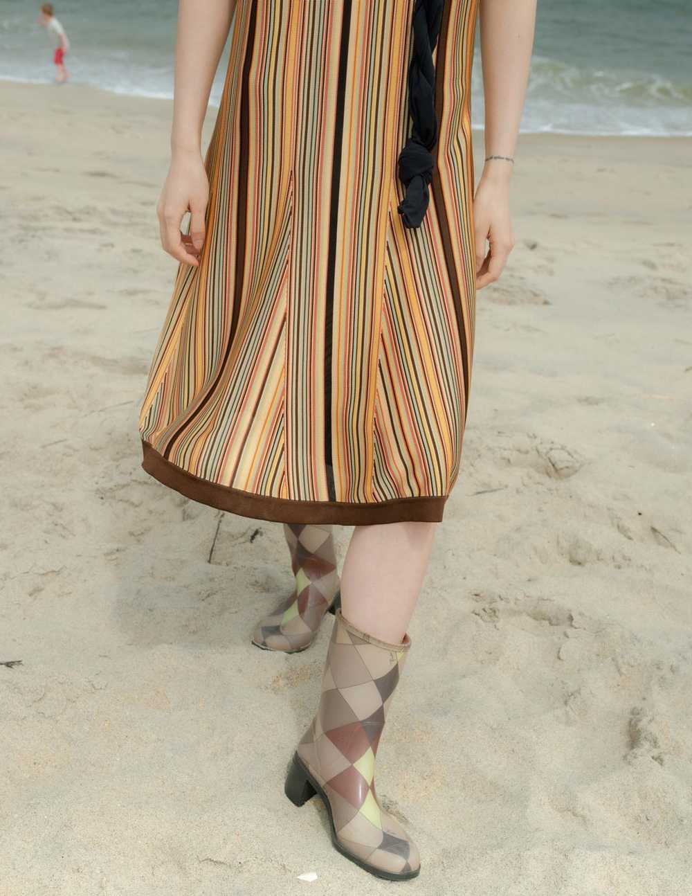 Hermès vintage striped v-neck dress - image 5