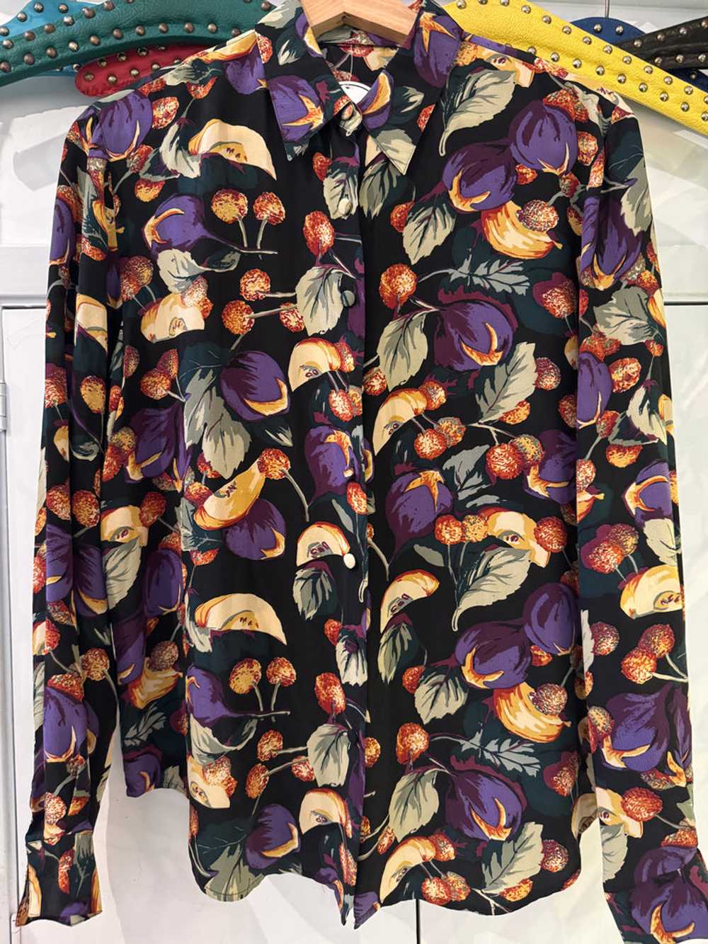 Vintage novelty print silk top - image 11