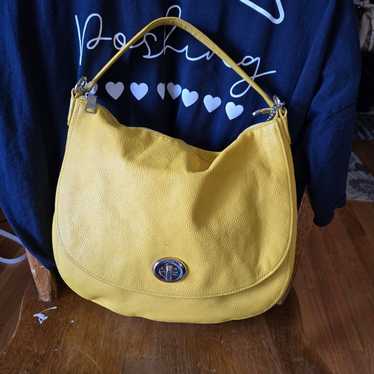 Coach Large Pebbled Yellow Leather Hobo