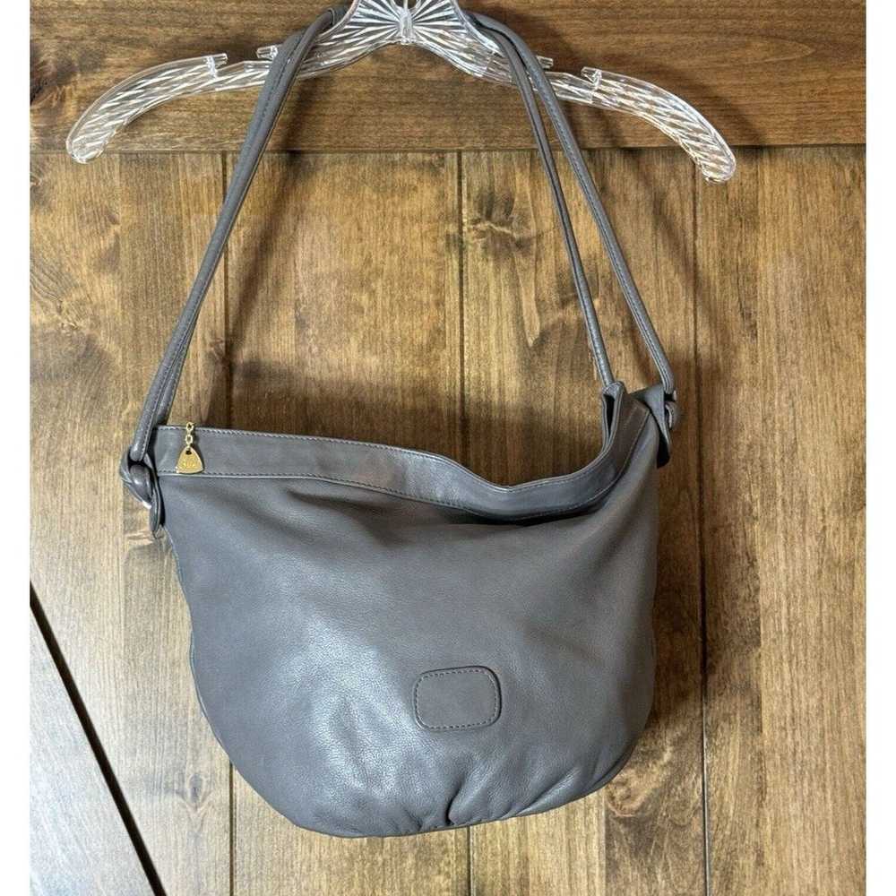 Brio! Vintage Soft Gray Leather Shoulder Slouchy … - image 5