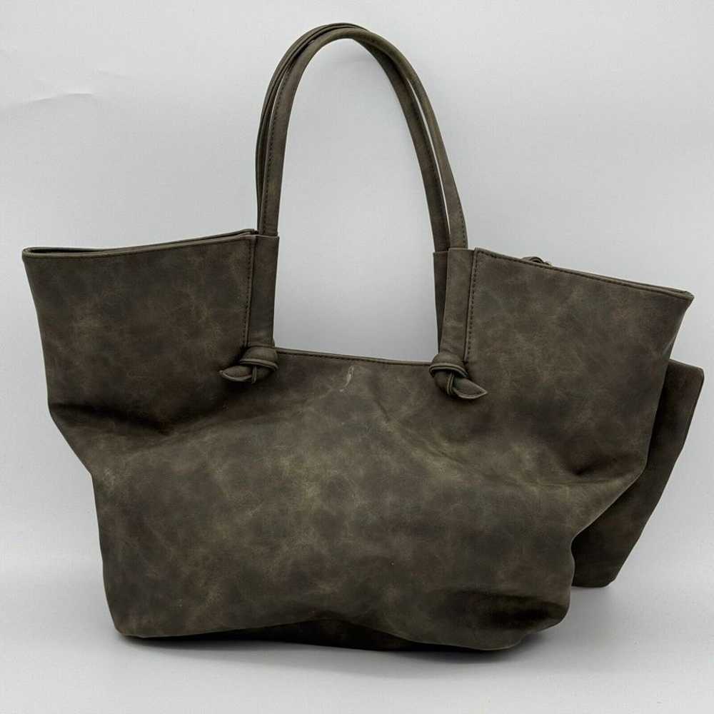 Anthropologie Tote Handbag Womens Green Faux Leat… - image 2