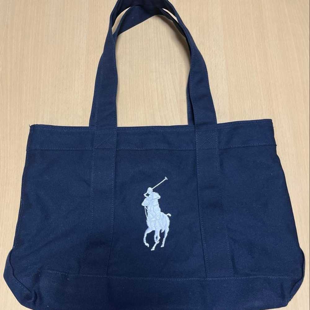 Polo Ralph Lauren Tote Bag Canvas Navy Shoulder C… - image 1