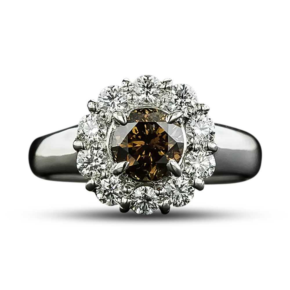 Fancy Brown 1.03 Carat Diamond Halo Ring - image 4