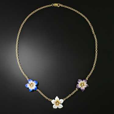 Enamel Flowers Necklace