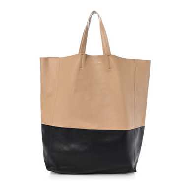 CELINE Lambskin Vertical Bi-Cabas Beige Black