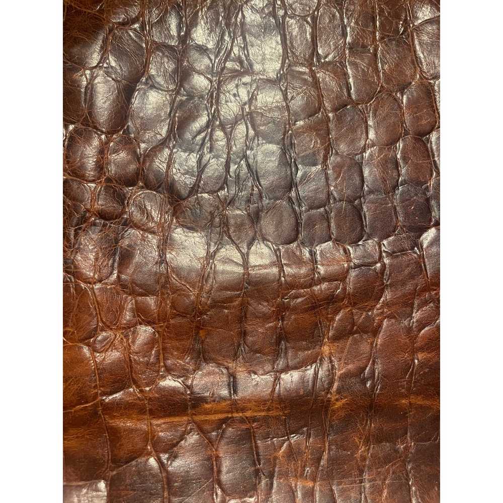 Vintage Furla Brown Leather Croc Embossed Messeng… - image 2