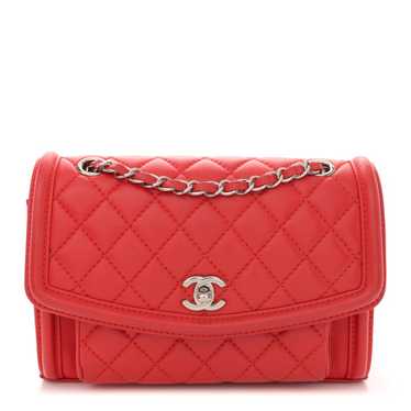 CHANEL Lambskin Quilted Small Geometric Flap Red