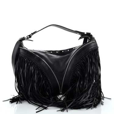 VERSACE Repeat Hobo Fringed Leather Large