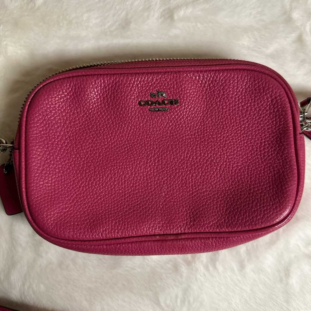 Coach Crossbody Pouch In Pebble Leather Pink Ruby - image 1