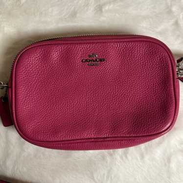 Coach Crossbody Pouch In Pebble Leather Pink Ruby - image 1