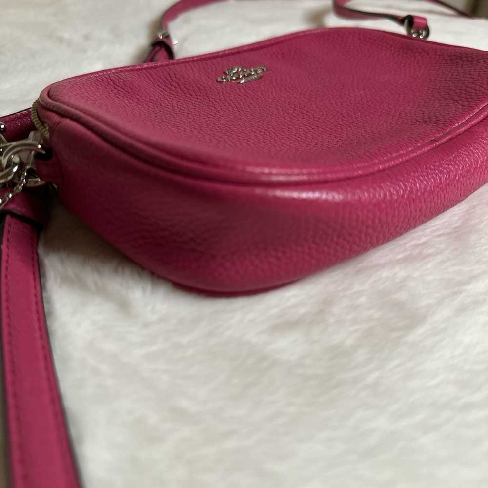 Coach Crossbody Pouch In Pebble Leather Pink Ruby - image 3