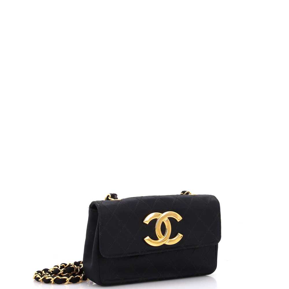 CHANEL Vintage CC Chain Flap Bag Stitched Satin M… - image 2