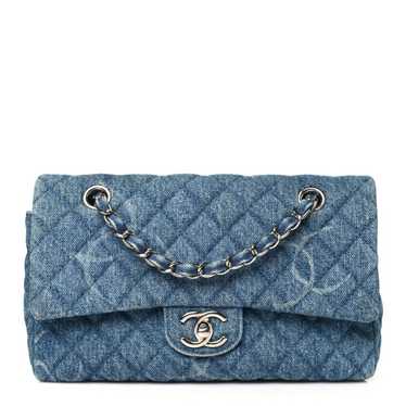 CHANEL Denim Quilted CC Print Medium Single Flap B