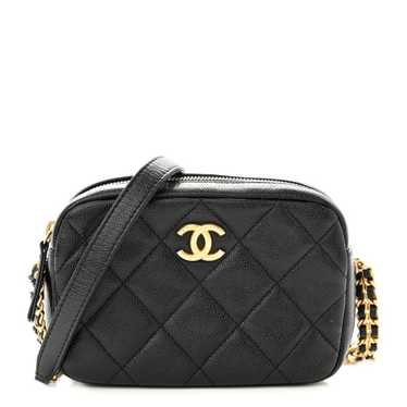 CHANEL Shiny Caviar Quilted Chain Melody Camera Ba