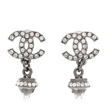 CHANEL Ruthenium CC Crystal Drop Earrings