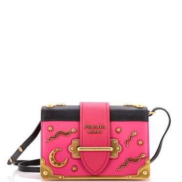 PRADA Cahier Crossbody Bag Embellished Leather Sma