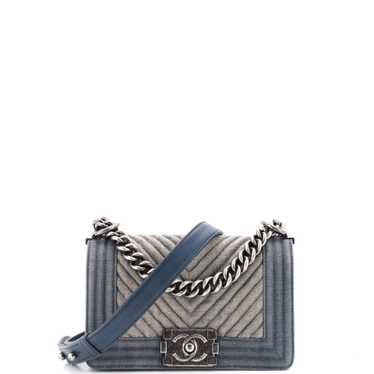 CHANEL Boy Flap Bag Chevron Denim Small