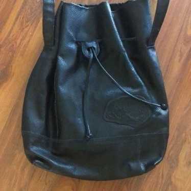 Carlos Falchi Black leather drawstring Crossbody b