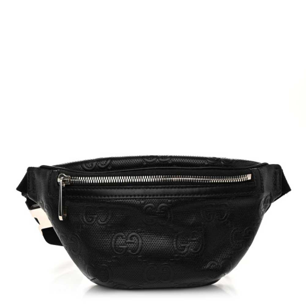 GUCCI Calfskin GG Tennis Embossed Belt Bag Black - image 1