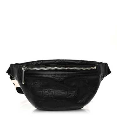 GUCCI Calfskin GG Tennis Embossed Belt Bag Black - image 1