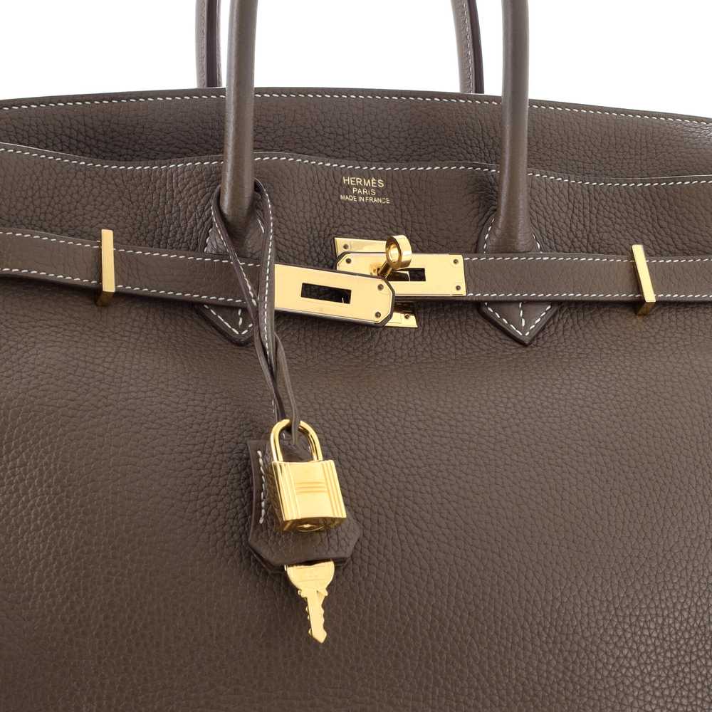 Hermes Birkin Handbag Grey Clemence with Gold Har… - image 6