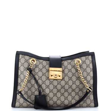 GUCCI Padlock Chain Tote GG Coated Canvas Medium