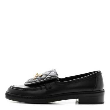 CHANEL Lambskin Quilted CC Turnlock Loafers 37 Bl… - image 1